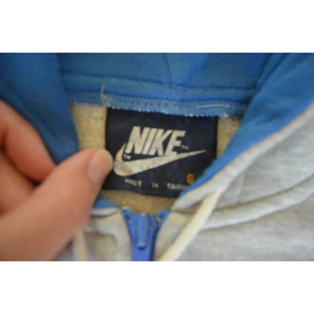 Rare VTG NIKE Spell Out Swoosh Full Zip Hoodie Track Jacket Sweatshirt 80s Size